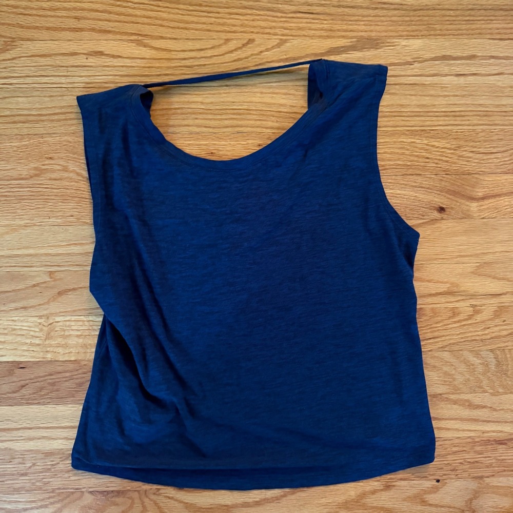 Kyodan Open Back Ruched Tank Top Size P/S Navy Blue Activewear Yoga Shirt